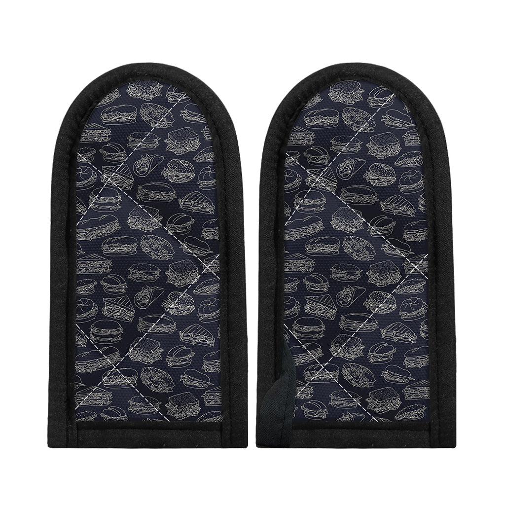 Navy Doodle Sandwich Pattern Print Skillet Handle Cover