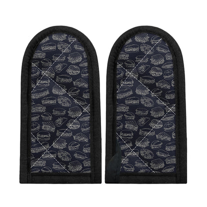 Navy Doodle Sandwich Pattern Print Skillet Handle Cover