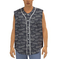 Navy Doodle Sandwich Pattern Print Sleeveless Baseball Jersey