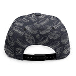 Navy Doodle Sandwich Pattern Print Snapback Cap