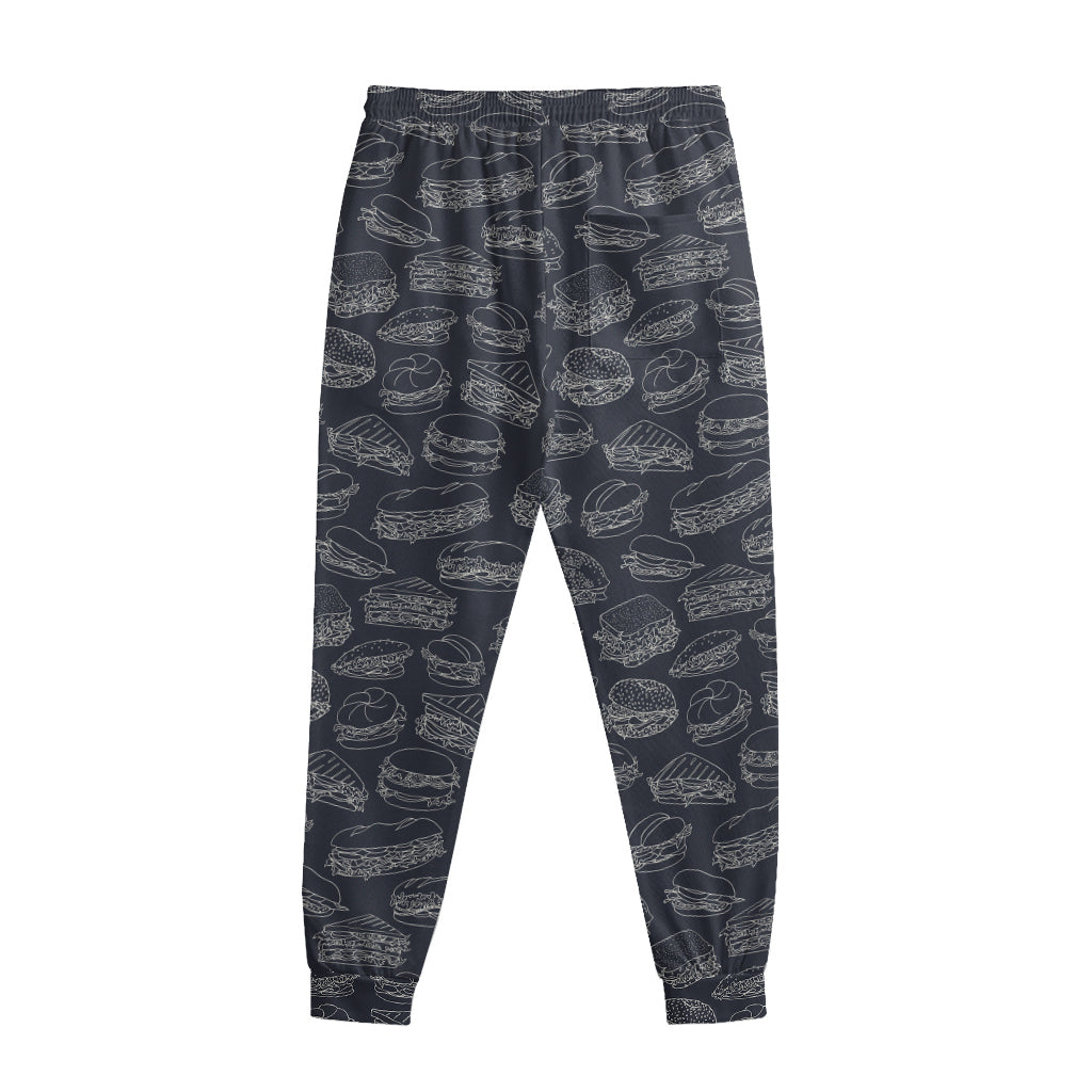 Navy Doodle Sandwich Pattern Print Sweatpants