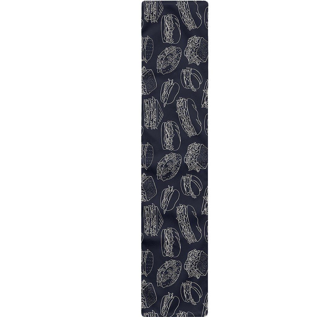 Navy Doodle Sandwich Pattern Print Table Runner
