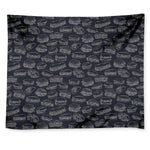 Navy Doodle Sandwich Pattern Print Tapestry