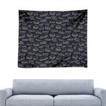 Navy Doodle Sandwich Pattern Print Tapestry