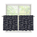 Navy Doodle Sandwich Pattern Print Tier Curtains