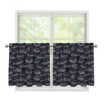Navy Doodle Sandwich Pattern Print Tier Curtains