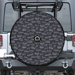 Navy Doodle Sandwich Pattern Print Tire Cover With Camera Hole