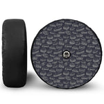 Navy Doodle Sandwich Pattern Print Tire Cover With Camera Hole
