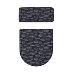 Navy Doodle Sandwich Pattern Print Toilet Lid And Tank Cover Set