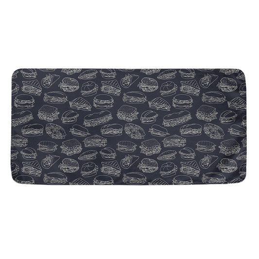 Navy Doodle Sandwich Pattern Print Towel