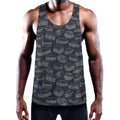 Navy Doodle Sandwich Pattern Print Men's Workout Tank Top