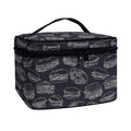 Navy Doodle Sandwich Pattern Print Travel Makeup Bag