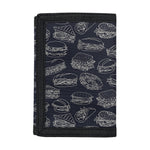 Navy Doodle Sandwich Pattern Print Trifold Wallet