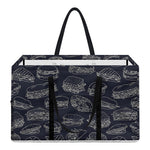 Navy Doodle Sandwich Pattern Print Utility Tote Bag