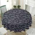 Navy Doodle Sandwich Pattern Print Waterproof Round Tablecloth
