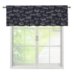 Navy Doodle Sandwich Pattern Print Window Valance