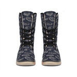 Navy Doodle Sandwich Pattern Print Winter Boots