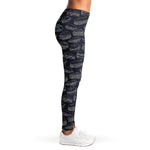 Navy Doodle Sandwich Pattern Print Women's Leggings