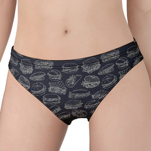 Navy Doodle Sandwich Pattern Print Women's Panties