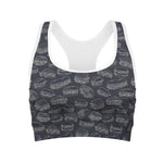 Navy Doodle Sandwich Pattern Print Women's Sports Bra