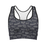 Navy Doodle Sandwich Pattern Print Women's Sports Bra
