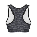 Navy Doodle Sandwich Pattern Print Women's Sports Bra