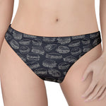 Navy Doodle Sandwich Pattern Print Women's Thong