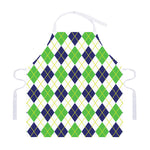 Navy Green And White Argyle Print Adjustable Apron