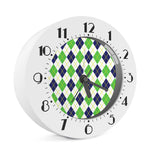 Navy Green And White Argyle Print Alarm Clock