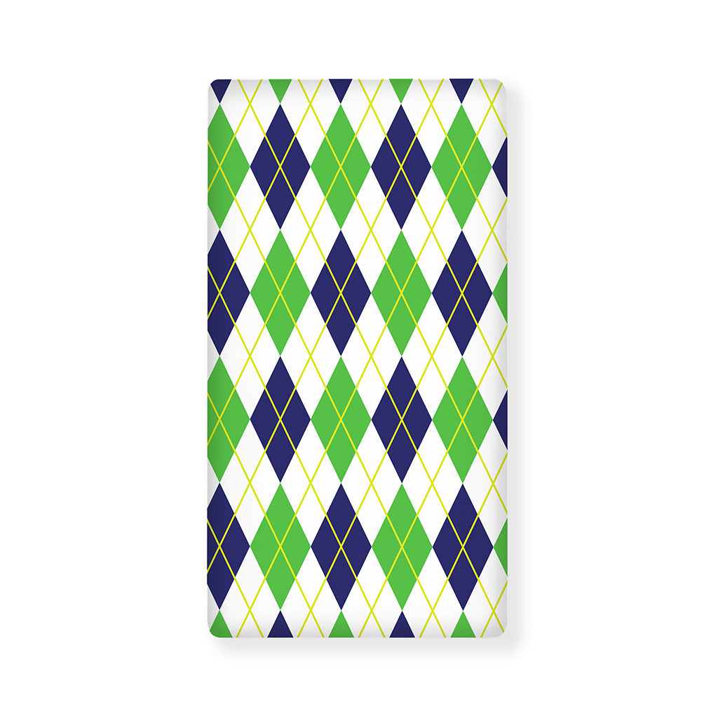 Navy Green And White Argyle Print Baby Crib Sheet