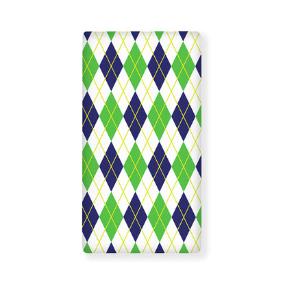 Navy Green And White Argyle Print Baby Crib Sheet