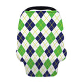 Navy Green And White Argyle Print Baby Seat Cover