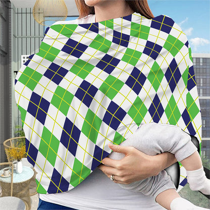 Navy Green And White Argyle Print Baby Seat Cover