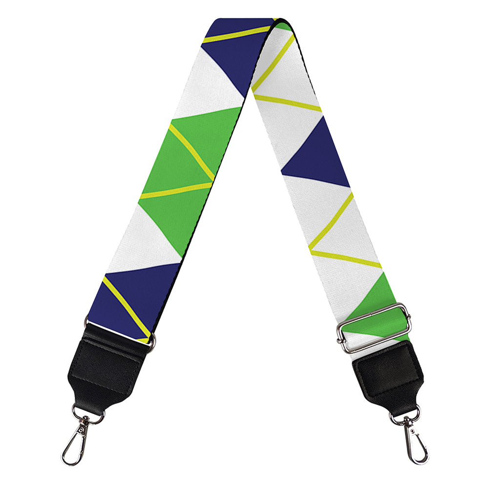 Navy Green And White Argyle Print Bag Strap