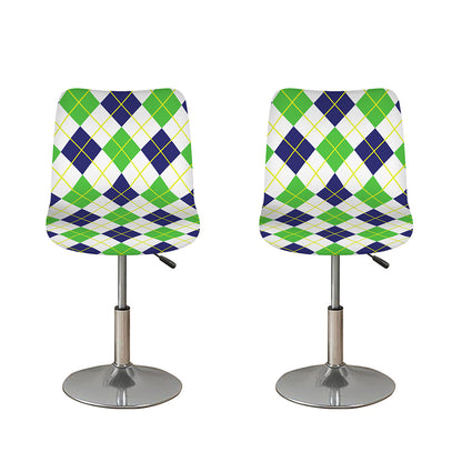 Navy Green And White Argyle Print Bar Stool Covers