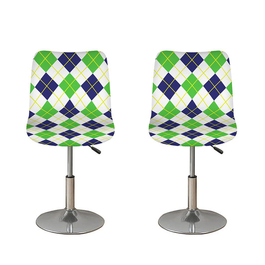 Navy Green And White Argyle Print Bar Stool Covers