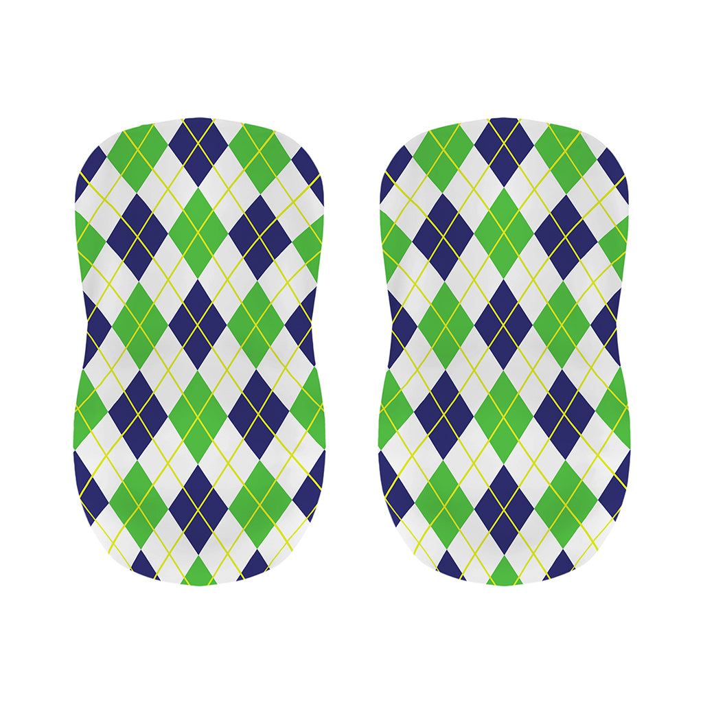 Navy Green And White Argyle Print Bar Stool Covers