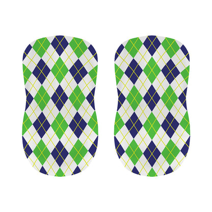 Navy Green And White Argyle Print Bar Stool Covers