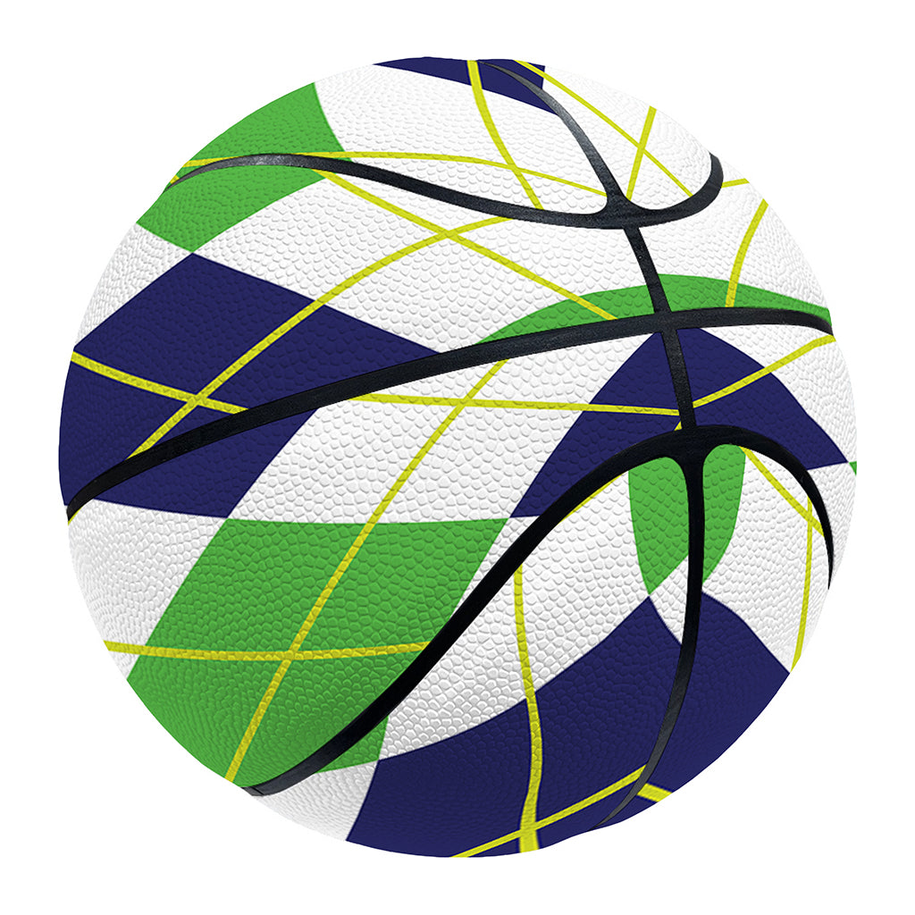 Navy Green And White Argyle Print Basketball