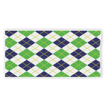 Navy Green And White Argyle Print Beach Towel