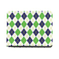 Navy Green And White Argyle Print Bifold Wallet