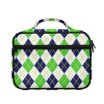 Navy Green And White Argyle Print Briefcase Bible Bag
