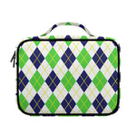 Navy Green And White Argyle Print Briefcase Bible Bag