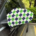 Navy Green And White Argyle Print Car Side Mirror Covers