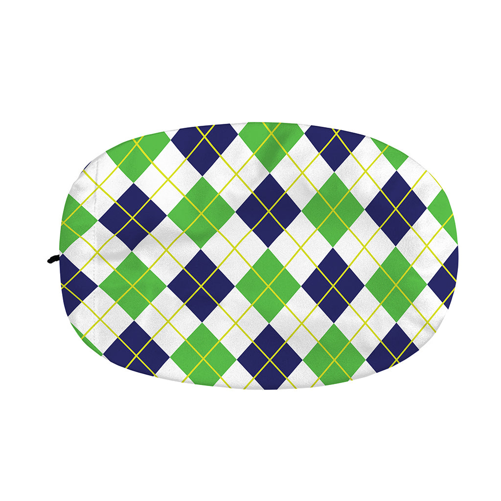 Navy Green And White Argyle Print Car Side Mirror Covers