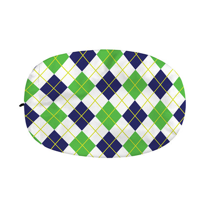 Navy Green And White Argyle Print Car Side Mirror Covers