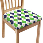 Navy Green And White Argyle Print Chair Cushion Cover