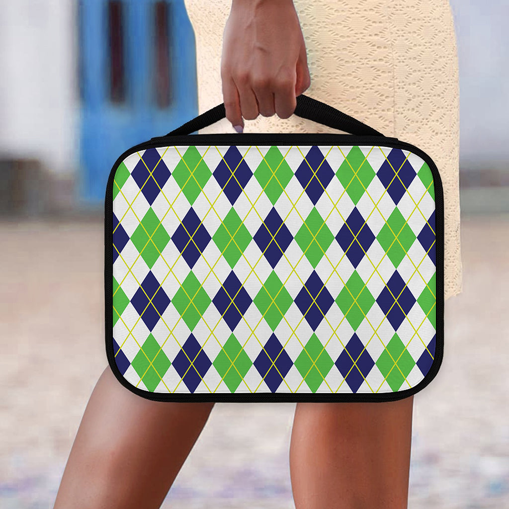 Navy Green And White Argyle Print Classic Bible Case