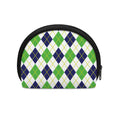 Navy Green And White Argyle Print Coin Purse