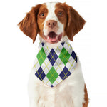 Navy Green And White Argyle Print Dog Bandana